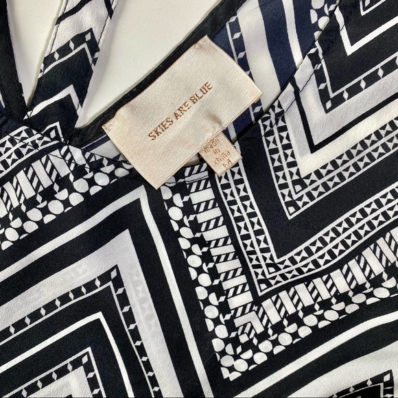 Skies are Blue pattern blouse black and white M - Picture 4 of 5